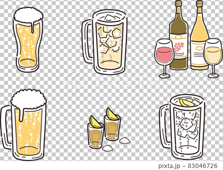 Various types of alcohol drinks_Illustrations of various alcoholic drinks 83046726