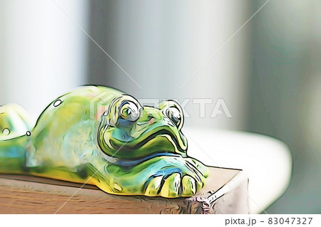 パステル調 ”考え事をしているカエル” イラストイメージ パステル調 ”考え事をしているカエル” イラストイメージ 83047327