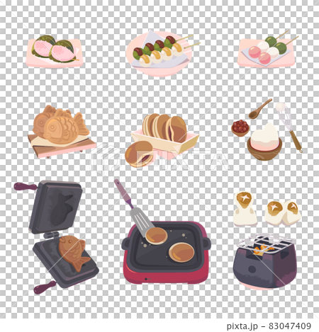 A set of delicious Japanese desserts 83047409