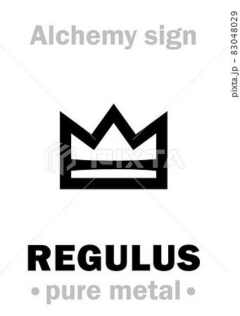 Alchemy Alphabet: REGULUS (Latin: "kinglet, small king"), pure form of metal refined from ore, end-product of metallic ore smelting (as opposed to impure ore). Also oft.refers to: Regulus of Antimony. Alchemy Alphabet: REGULUS (Latin: "kinglet, small king"), pure form of metal refined from ore, end-product of metallic ore smelting (as opposed to impure ore). Also oft.refers to: Regulus of Antimony. 83048029