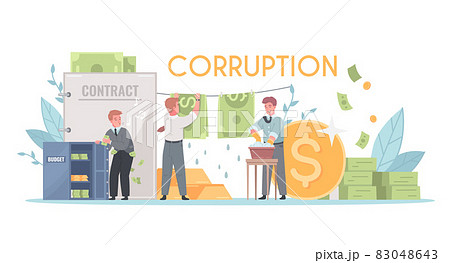 Corruption Money Laundering Cartoon Composition 83048643