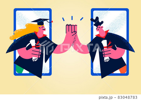 Online graduation from university concept Online graduation from university concept 83048783