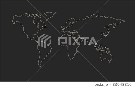 World map pen line black 83048816