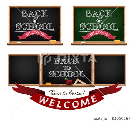 Back to school text drawing by chalk in blackboard Back to school text drawing by chalk in blackboard 83050267