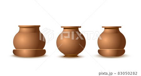 Realistic clay pots set isolated on white Realistic clay pots set isolated on white 83050282