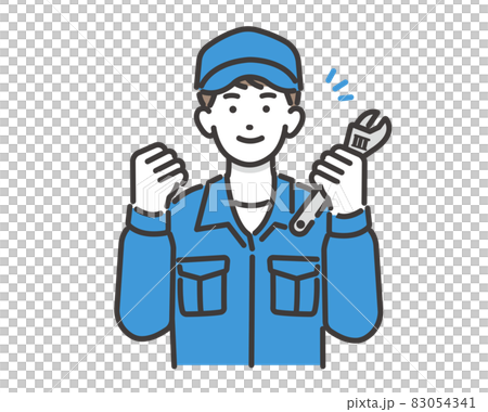 汽車機械師用扳手擺出膽量姿勢的全身矢量圖 材料/維護/車輛檢查/維修 83054341