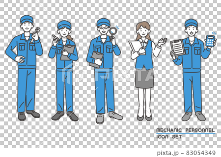 Vector illustration material of auto mechanic and receptionist / maintenance / vehicle inspection / repair 83054349