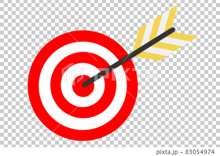 Hit image. An illustration with an arrow stuck in the center of the target. 83054974