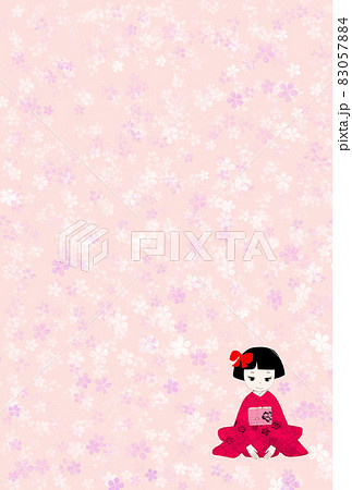 着物姿の女の子ひな祭りカード 83057884