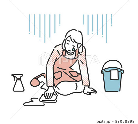 疲れた表情をして掃除をする主婦のイメージイラスト素材 疲れた表情をして掃除をする主婦のイメージイラスト素材 83058898