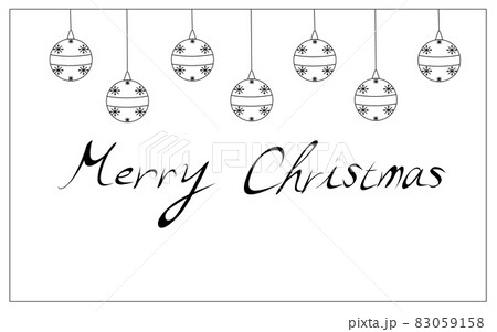 クリスマスデザインイラスト白黒のイラスト素材