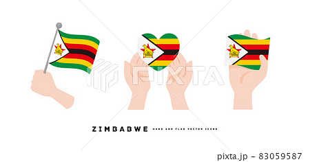 [ジンバブエ]手と国旗のアイコン ベクターイラスト 83059587