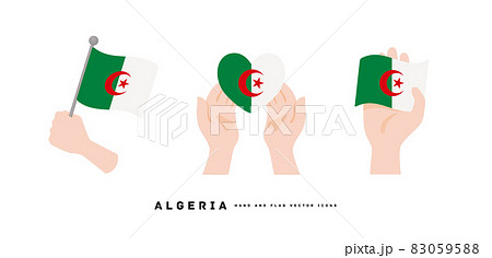 [アルジェリア]手と国旗のアイコン ベクターイラスト 83059588