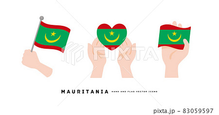 [モーリタニア]手と国旗のアイコン ベクターイラスト