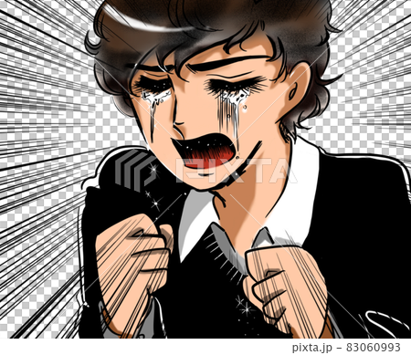 70年代少女漫畫 自然燙髮的帥哥抱拳哭泣 83060993