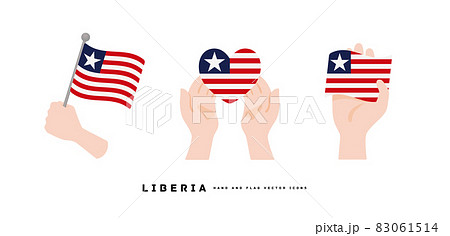 [リベリア]手と国旗のアイコン ベクターイラスト