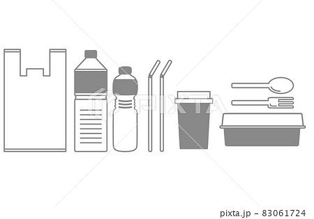 使い捨てプラスチックごみイメージイラストのイラスト素材