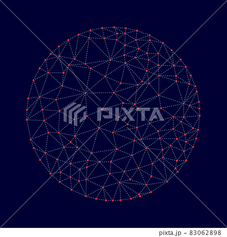 Wireframe sphere model with dots and dot lines. Wireframe sphere model with dots and dot lines. 83062898