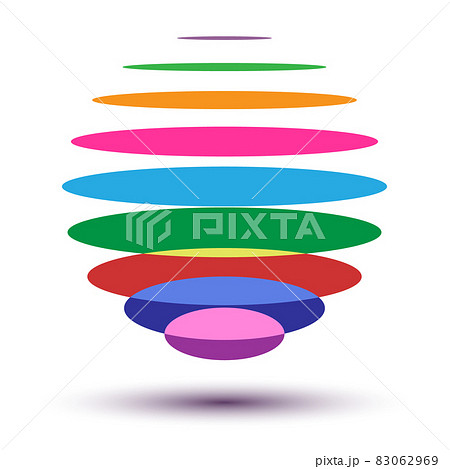Sphere with sliced color parts as icon or logo. 83062969