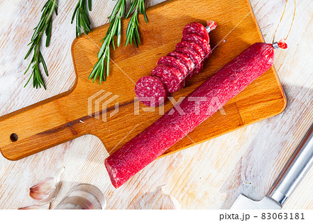 Fuet nobleza, traditional spanish sausage Fuet nobleza, traditional spanish sausage 83063181