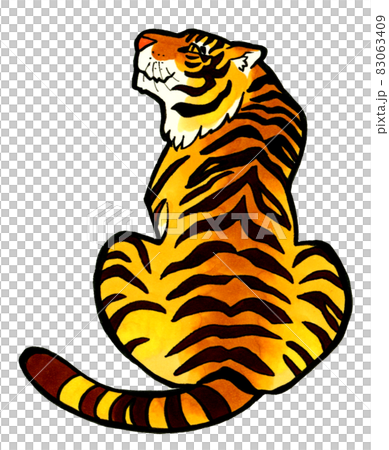 Tiger from behind - Hand-drawn animal illustration Tiger from behind - Hand-drawn animal illustration 83063409