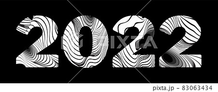 Abstract wavy lines typography 2022. Happy New Year card. Abstract wavy lines typography 2022. Happy New Year card. 83063434