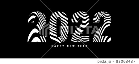 Abstract wavy lines typography 2022. Happy New Year card. 83063437