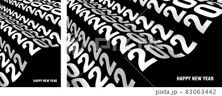 Abstract wavy lines typography 2022. Happy New Year card. 83063442