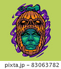 Halloween pumpkin mascot logo with zombie head 83063782