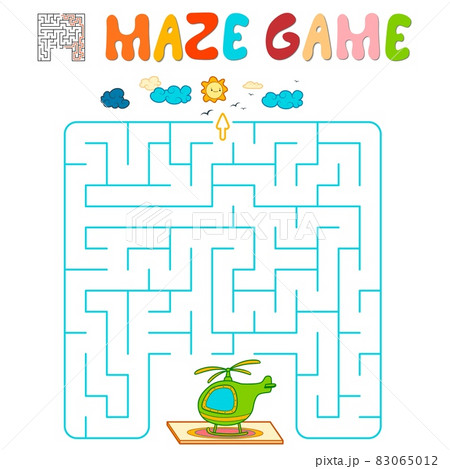 Maze puzzle game for children. Maze or labyrinth game with helicopter. Maze puzzle game for children. Maze or labyrinth game with helicopter. 83065012