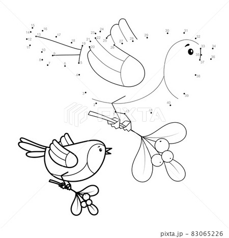 Dot to dot Christmas puzzle for children. Connect dots game. Bird 83065226