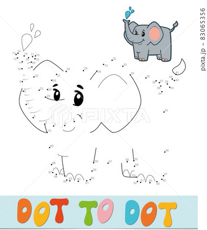 Dot to dot puzzle. Connect dots game. elephant illustration 83065356