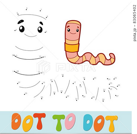 Dot to dot puzzle. Connect dots game. worm illustration 83065402
