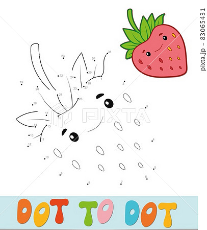Dot to dot puzzle. Connect dots game. Strawberry illustration Dot to dot puzzle. Connect dots game. Strawberry illustration 83065431