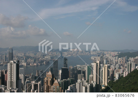 Hong Kong city skyline view from harbor with skyscrapers 16 July 2005 Hong Kong city skyline view from harbor with skyscrapers 16 July 2005 83065676