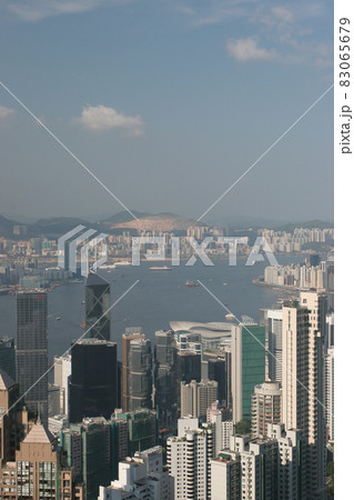 Hong Kong city skyline view from harbor with skyscrapers 16 July 2005 83065679