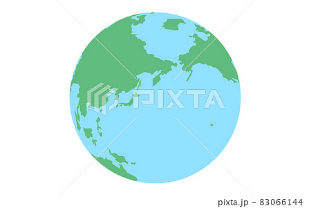白背景の地球（ユーラシア大陸と太平洋） 83066144