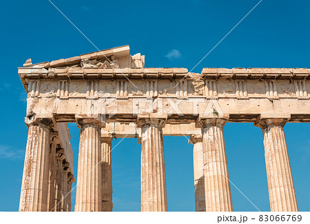 Ancient Greek temple of Parthenon close-up, Athens, Greece Ancient Greek temple of Parthenon close-up, Athens, Greece 83066769