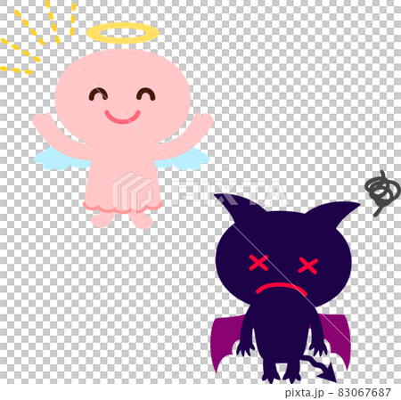 Energetic angel and weakened devil character 83067687