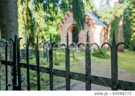 Black fence at old chapel at Wrede family cemetery. 18 September 2018 - Anjala, Kouvola, Finland. 83068772