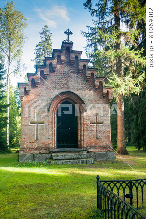 Old chapel at Wrede family cemetery. 18 September 2018 - Anjala, Kouvola, Finland. Old chapel at Wrede family cemetery. 18 September 2018 - Anjala, Kouvola, Finland. 83069302