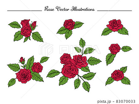 薔薇のイラスト素材 デザインの装飾用 赤い花のイラスト素材