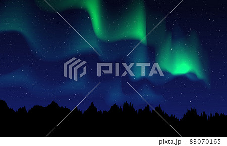 Realistic northern lights, Night sky and amazing polar lights vector illustration. 83070165