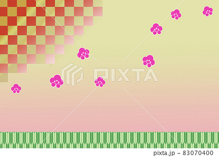 年賀状背景イラスト 梅と市松模様 年賀状背景イラスト 梅と市松模様 83070400