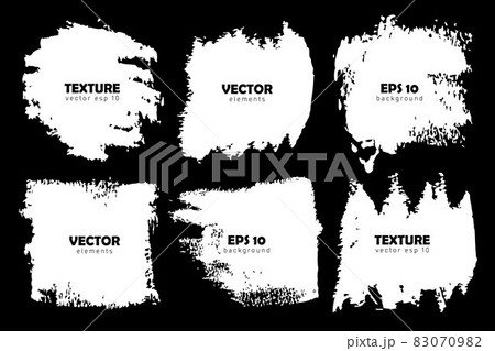 Vector Set of brush strokes White color isolated on Black background. Hand painted grange elements. Dirty artistic design . Place for text, quote, information, company name. 83070982
