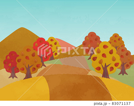 秋のかわいい紅葉景色のイメージイラスト 83071137