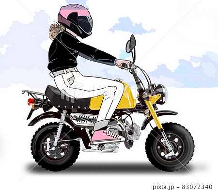 バイク女子 1人ツーリングのイラスト素材