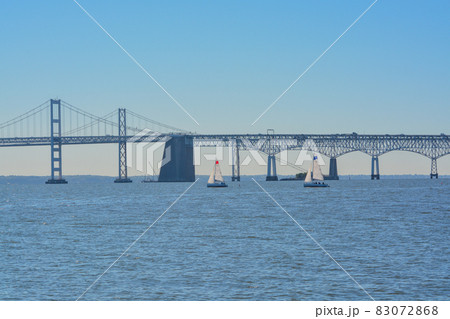 View of Chesapeake Bay Bridge from Sandy Point State Park in Annapolis, Maryland View of Chesapeake Bay Bridge from Sandy Point State Park in Annapolis, Maryland 83072868