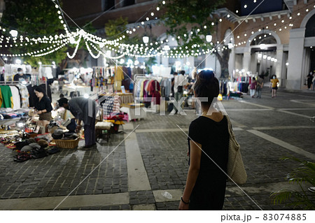 Series photo of young women shopping in night street market , Chaing mai north of thailand 83074885