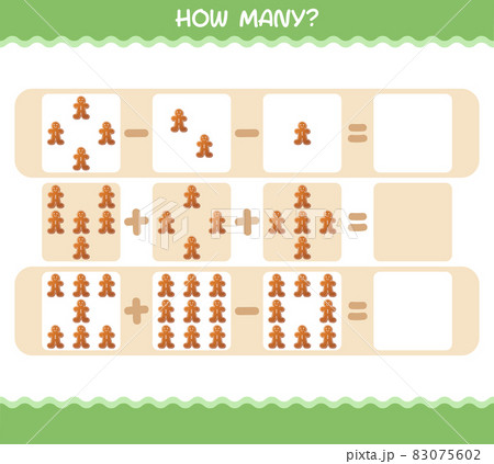 How many cartoon gingerbread cookie . Counting game. Educational game for pre shool years kids and toddlers 83075602